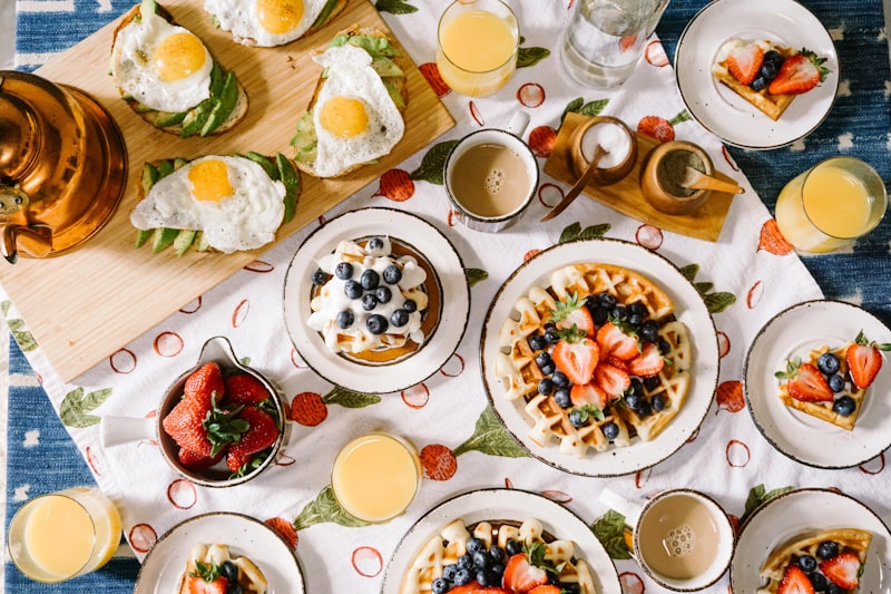 Food arranged neatly on servingware