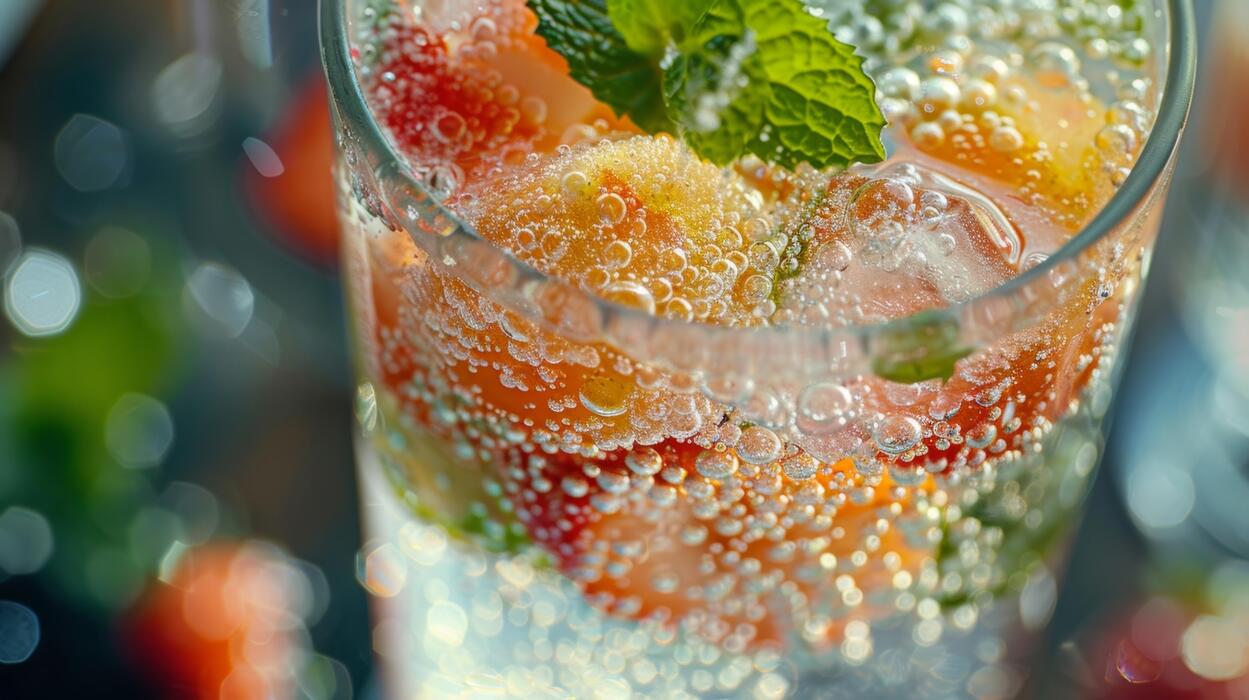 Sparkling drinks served in elegant champagne glasses